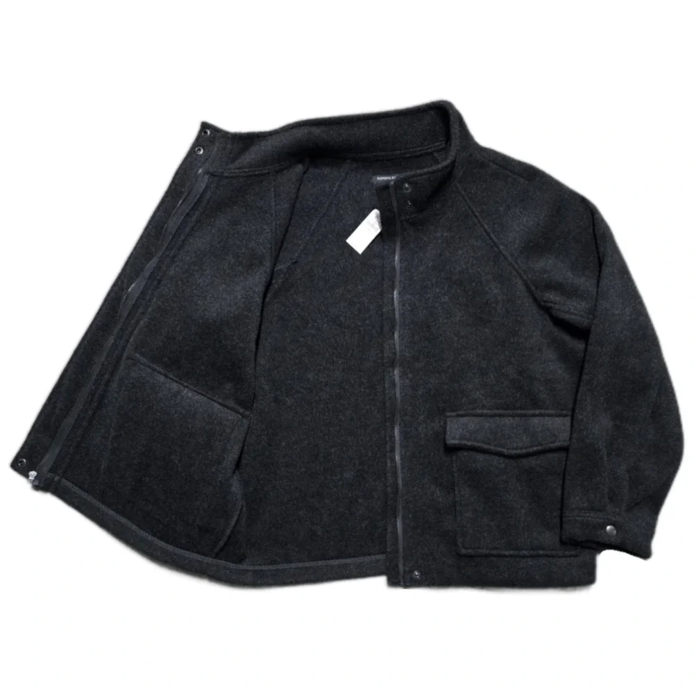 NEW Banana Republic Womens M Brushed Melton Jacket Big Pocket Black Full Zip NWT